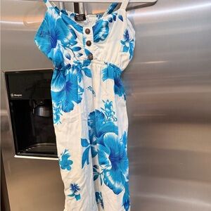 ALOHA Collection White dress with Blue Floral Print